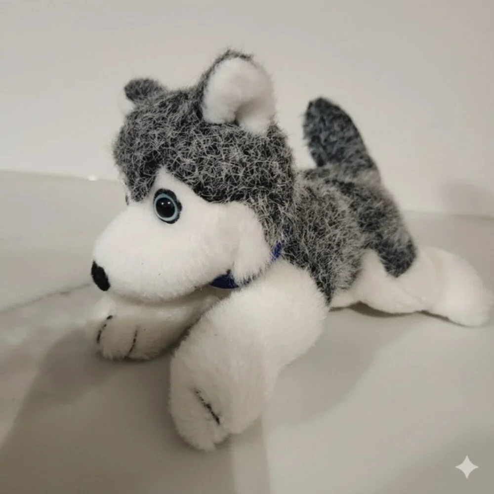 Husky Gas Dog Plush Stuffed Animal Blue Collar Realistic‎ Eyes